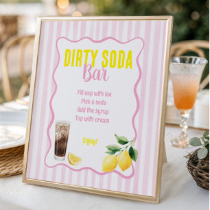 Affiche Bar à Soda Sale Fraîchement Diplômé à Rayures Rose