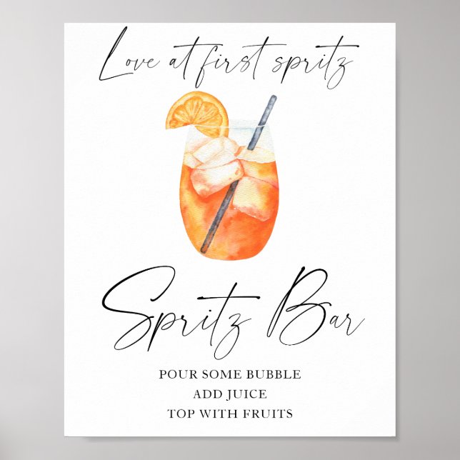 Affiche Bar à spritz pour enterrement de vie de jeune fill (Devant)