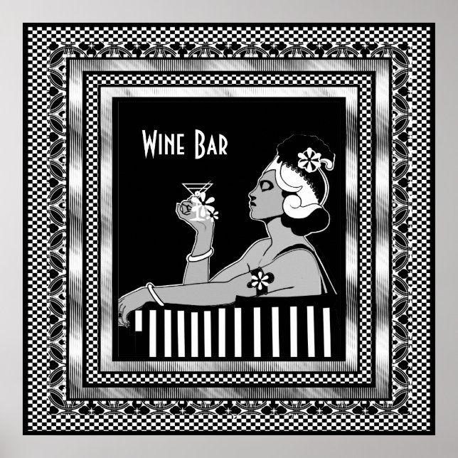 Affiche Bar à vin vintage Art déco (Devant)