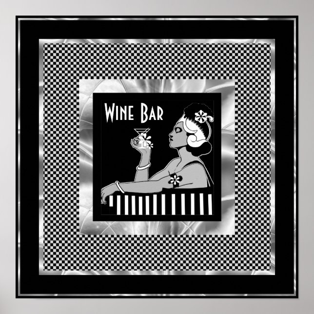 Affiche Bar à vin vintage Art Déco (Devant)