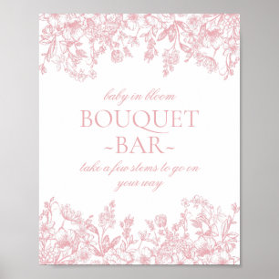 Affiche Bar Bouquet Bébé Floral Vintage Chinoiserie Rose