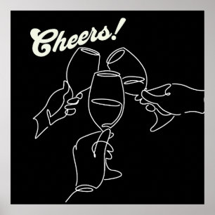 Affiche Bar Cheers d'amis de Modern Line Art