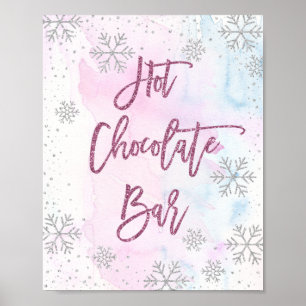 Affiche Bar Chocolat Chaud Parties scintillant Snowflake M