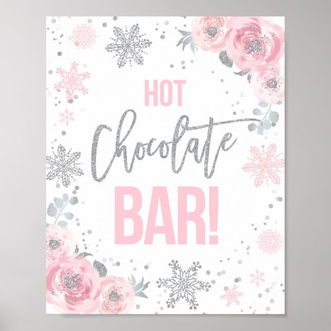 Affiche Bar Chocolat Chaud Pink Winter ONE derland Party (Devant)