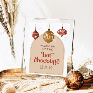 Affiche Bar Chocolat chaud Retro Bauble Noël nuptiale