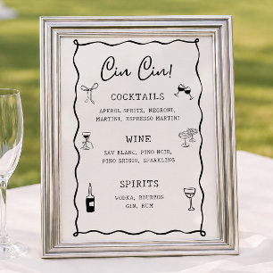 Affiche Bar Cin Cin de mariage italien noir
