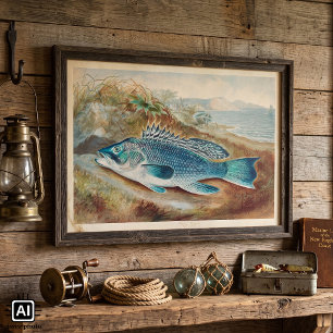 Affiche Bar commun par S.A. Kilbourne, Poisson vintage