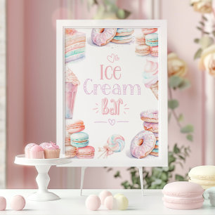 Affiche Bar crème glacée Pastel doux anniversaire