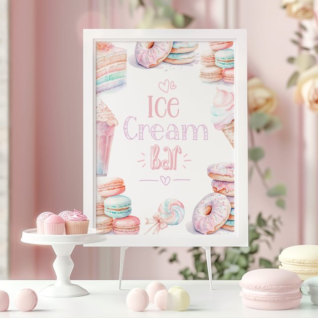 Affiche Bar crème glacée Pastel doux anniversaire (Créateur téléchargé)