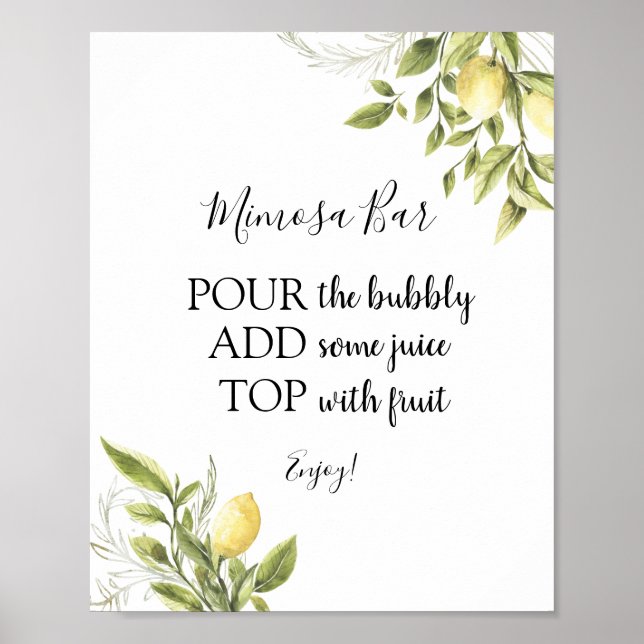 Affiche Bar de boissons Main Squeeze Lemon Mimosa (Devant)