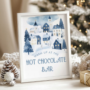 Affiche Bar de Chocolat Chaud village de Noël Baby Shower