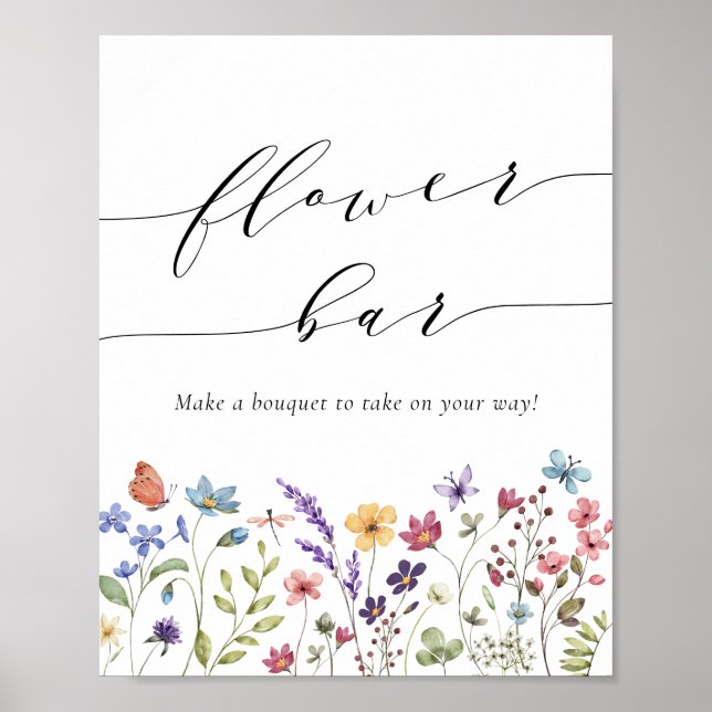 Affiche Bar de fleurs pour Baby Shower Floral Printemps Ét (Devant)