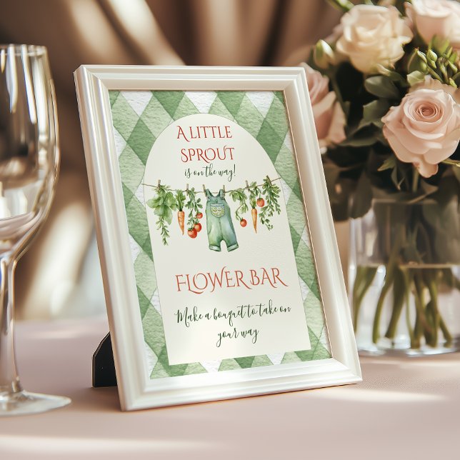 Affiche Bar de fleurs pour Baby Shower Rustique et Neutre  (Créateur téléchargé)