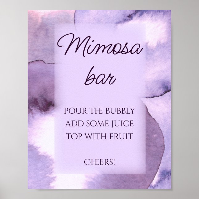 Affiche Bar de mimosa à l'aquarelle violette (Devant)