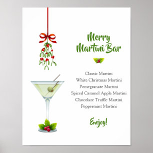 Affiche Bar de Noël aux martinis et gui