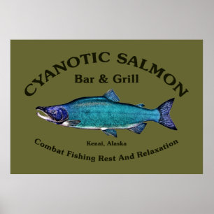 Affiche Bar et Grill Saumon Cyanotique