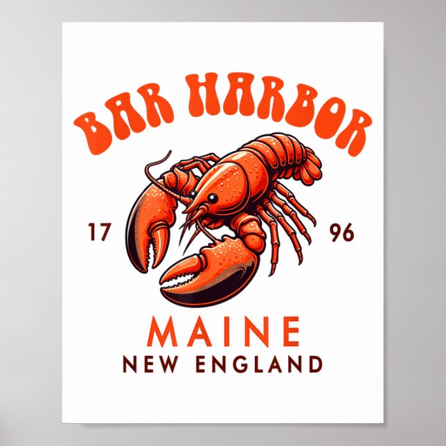 Affiche Bar Harbor Maine New England Travel Funny Bar Harb (Devant)