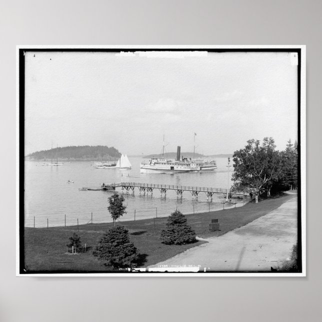 Affiche Bar Harbor View, Maine, Vintage c1901 (Devant)