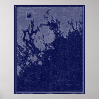 Affiche Bar Harbour Mount Desert ME Map Carte Carte marine