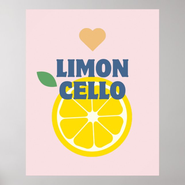 Affiche Bar Limoncello aux citrons italiens rose moderne (Devant)