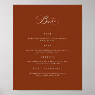 Affiche Bar mariage Menu Boisson Signet de réception Poste
