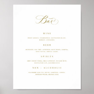 Affiche Bar mariage Menu Boisson Signet de réception Poste