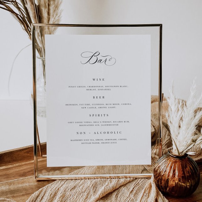 Affiche Bar mariage Menu Boisson Signet de réception Poste (Créateur téléchargé)