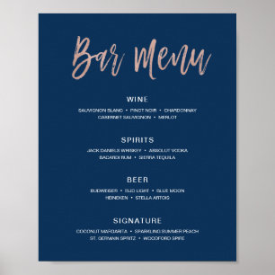 Affiche Bar Mariage Rustique moderne Menu Signer Boissons