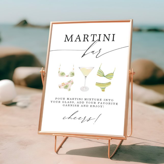 Affiche Bar Martini | Fête des mariées Martinis & Bikinis (Créateur téléchargé)