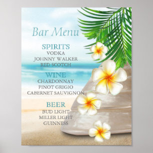 Affiche Bar Menu pour un Mariage sur la plage