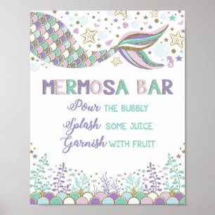 Affiche Bar Mermosa Mermaid Mimosa Panneau de Bar Fête pou