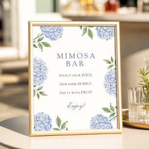 Affiche Bar Mimosa à la frontière simple des hortensias bl