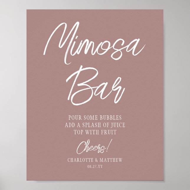 Affiche Bar Mimosa Acclamations Écriture Moderne Rose Gold (Devant)