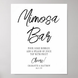 Affiche Bar Mimosa Acclamations Moderne Écriture Manuscrit
