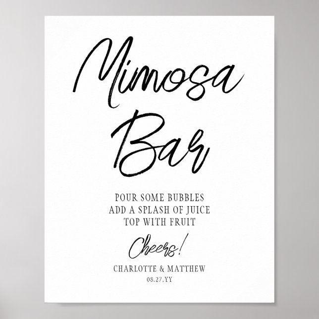 Affiche Bar Mimosa Acclamations Moderne Écriture Manuscrit (Devant)
