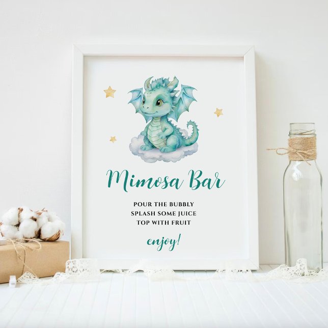 Affiche Bar Mimosa au bébé dragon mignon (Créateur téléchargé)