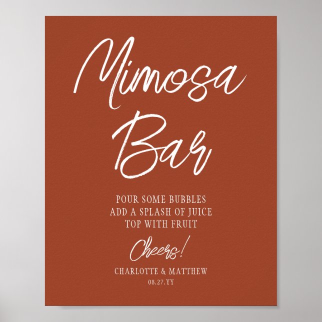 Affiche Bar Mimosa Chefs Script Moderne Cuivre (Devant)