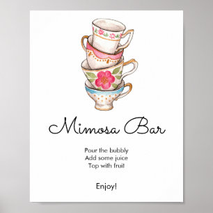Affiche Bar Mimosa de mariée moderne Blush et White Tea Pa