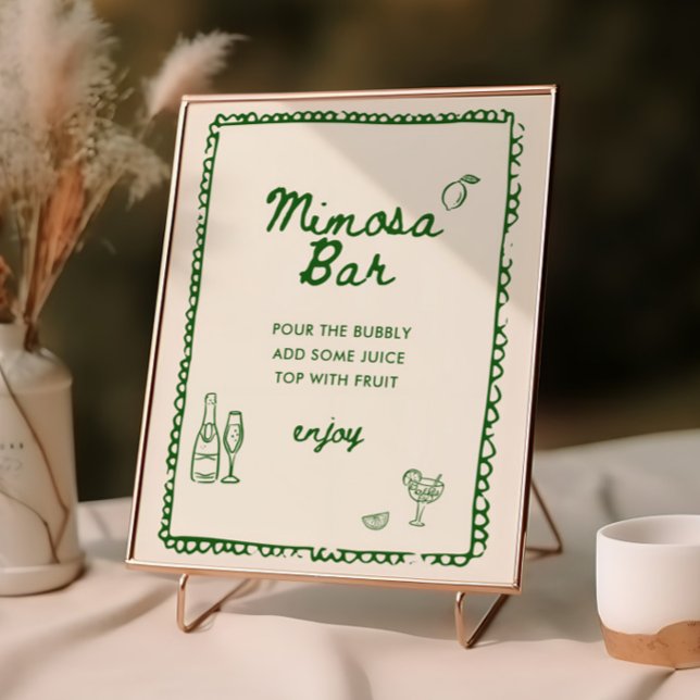 Affiche Bar Mimosa Dessiné À La Main Verte De Style Italie (Créateur téléchargé)