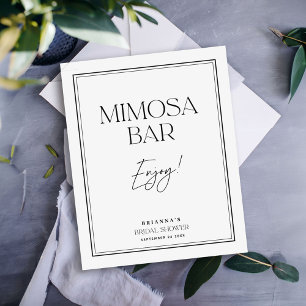 Affiche Bar Mimosa Élégant Mariage Noir & Blanc