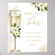 Bar Mimosa Fleurs blanches et or et douche en verr