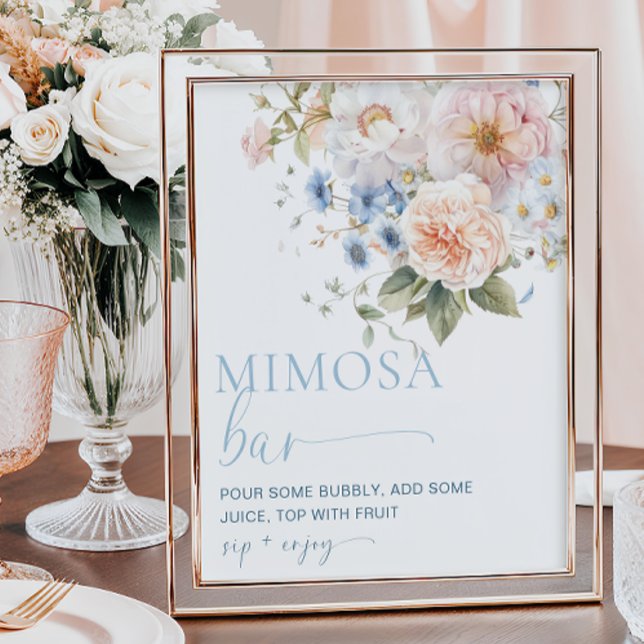 Affiche Bar Mimosa Floral Bleu Hargrove (Créateur téléchargé)