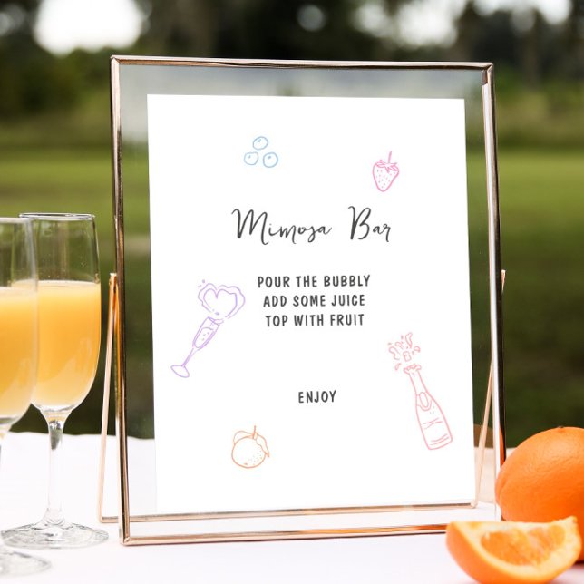 Affiche Bar Mimosa Pastel Coloré Dessiné À La Main (Créateur téléchargé)