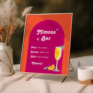 Affiche Bar Mimosa Retro Sunset Rose & Orange