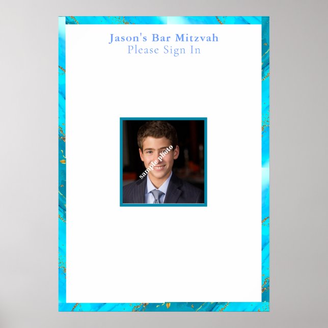 Affiche Bar Mitzvah, Custom, Photo Se connecter Carte (Devant)