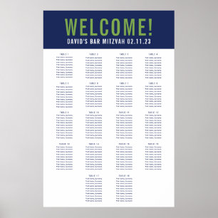 Affiche BAR MITZVAH SEATING GRAPHIQUE 18 tables marine ver