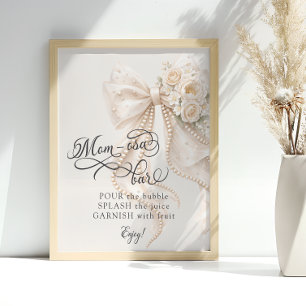 Affiche Bar Mom-osa Baby Shower Élégant à Ruban Floral
