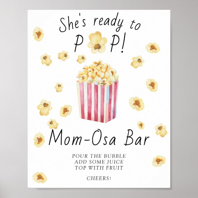 Affiche bar Mom-osa - Baby shower Popcorn (Devant)