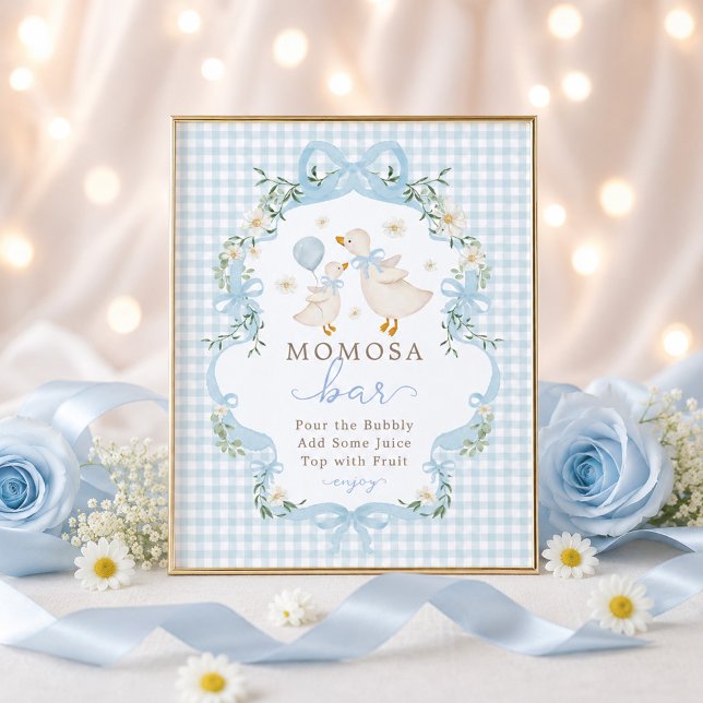 Affiche Bar Momosa : Panneau de Baby Shower Blue Silly Goo (Créateur téléchargé)