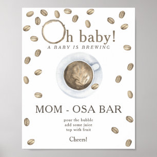 Affiche Bar Momosa pour baby shower autour du café